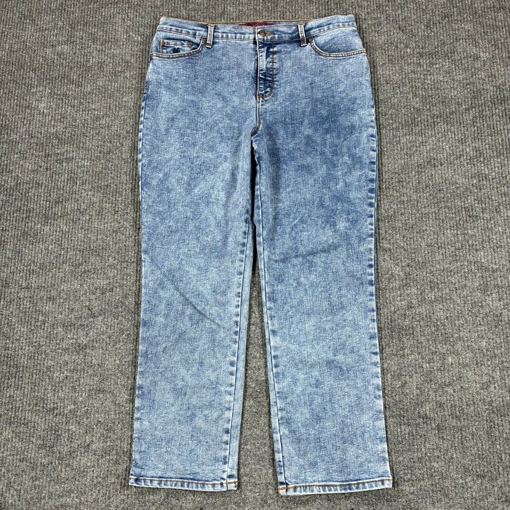 Gloria Vanderbilt Amanda Straight Jeans Womens 16S Acid Wash Denim High Rise